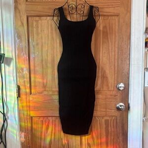 Hera Collection Black Ribbed Sweater Dress